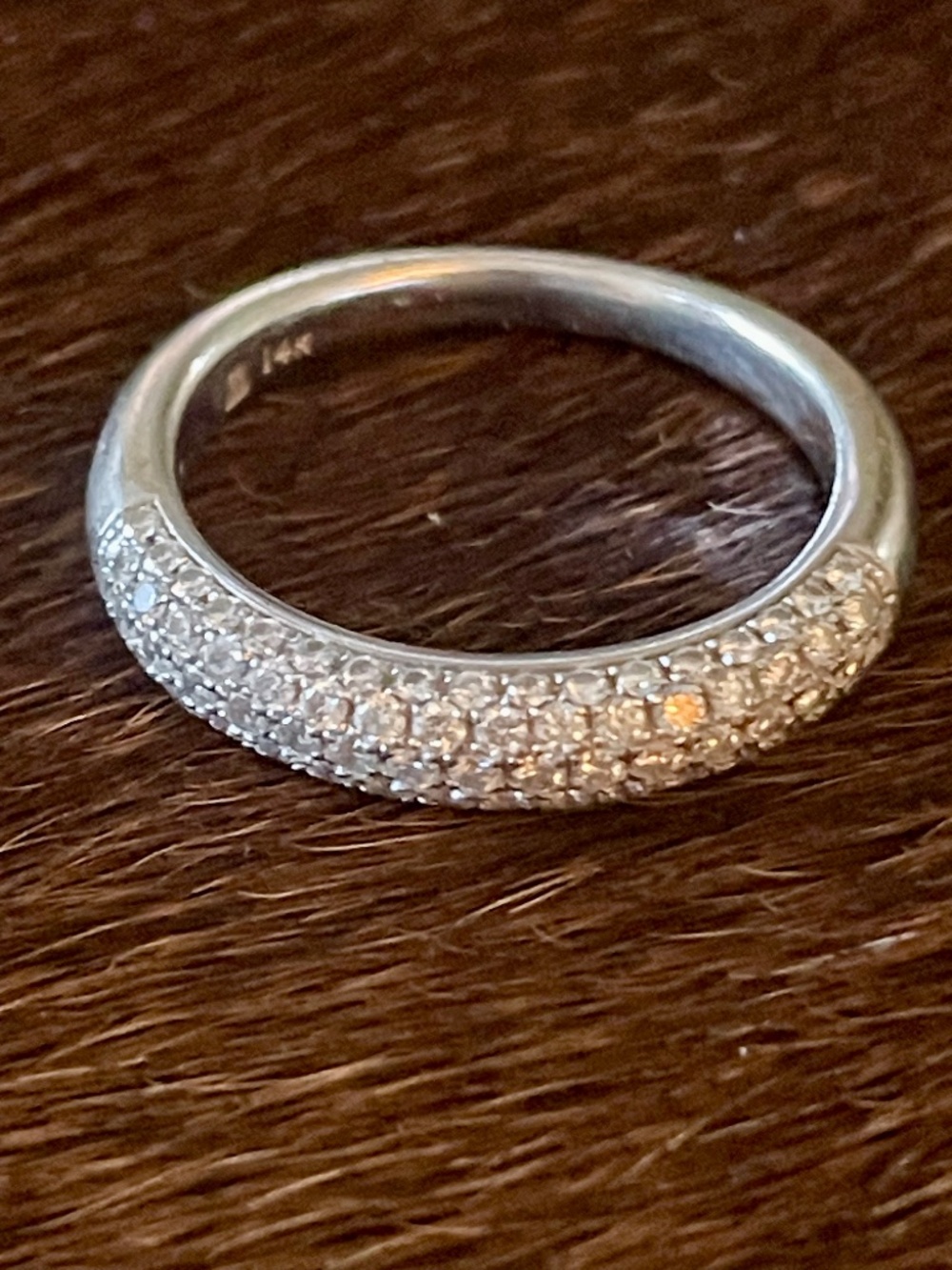 14kt White Gold, Pave Diamond Ring, Size 6